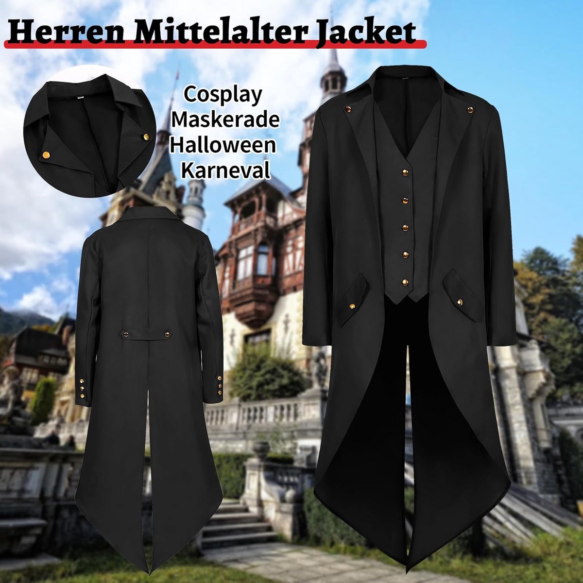 Gothic Steampunk Rokjas Heren - Middeleeuws Victoriaans Uniform Kostuum