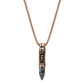 Rico Roségoudkleurige Ketting met Kogelhanger van Sneeuwvlokobsidiaan met Schedel