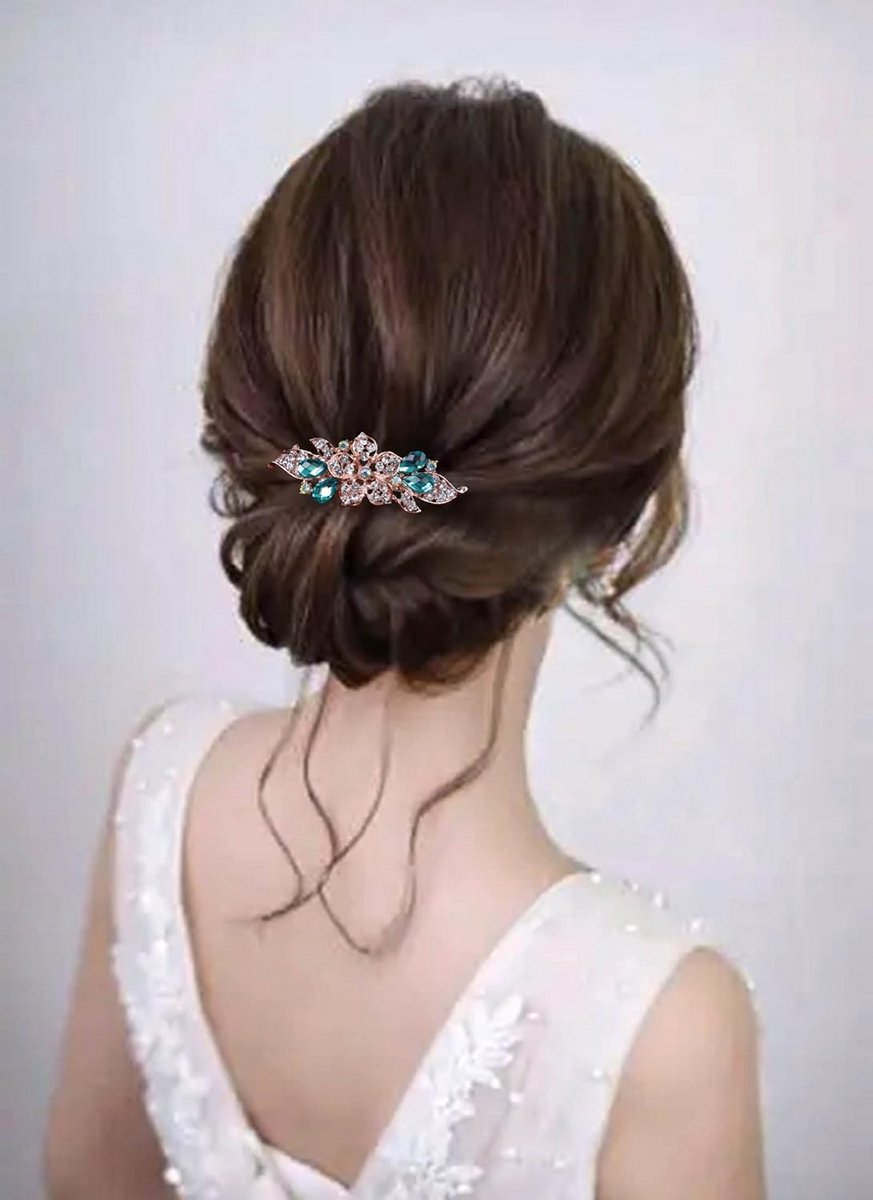 Elegante Bruids Haarspeld met Kristallen en Strass in Goudkleur