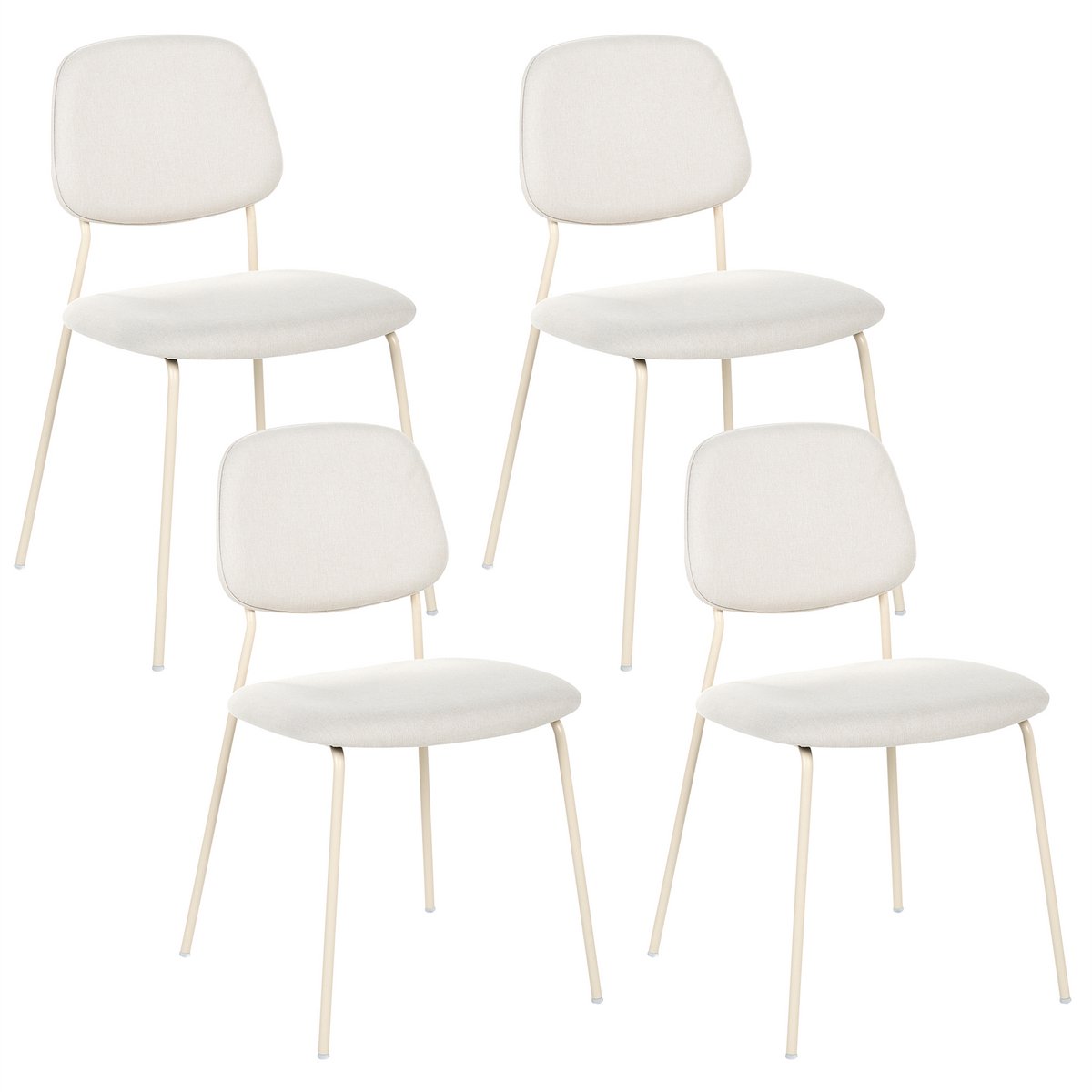 RILEY - Set van 4 eetkamerstoelen - Gebroken wit - Polyester