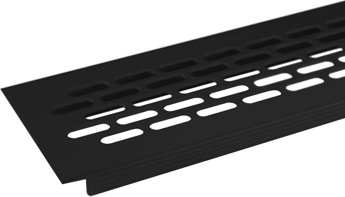 Ventilatierooster Zwart Aluminium 484x60mm - Sleufperforatie voor Werkbladen en Kasten
