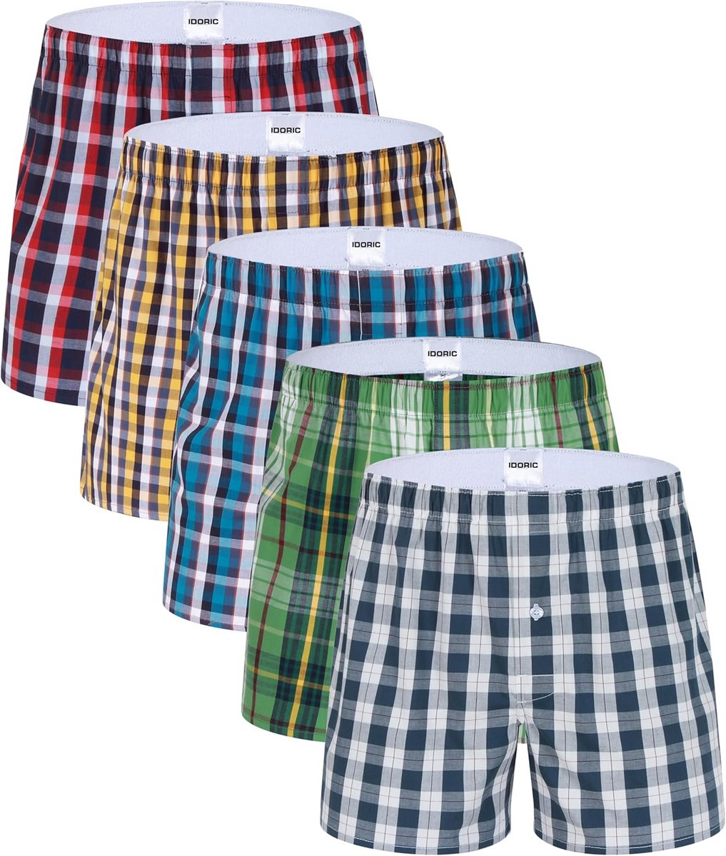 Set van 5 Zachte Katoenen Boxershorts voor Heren, Comfortabel en Ademend