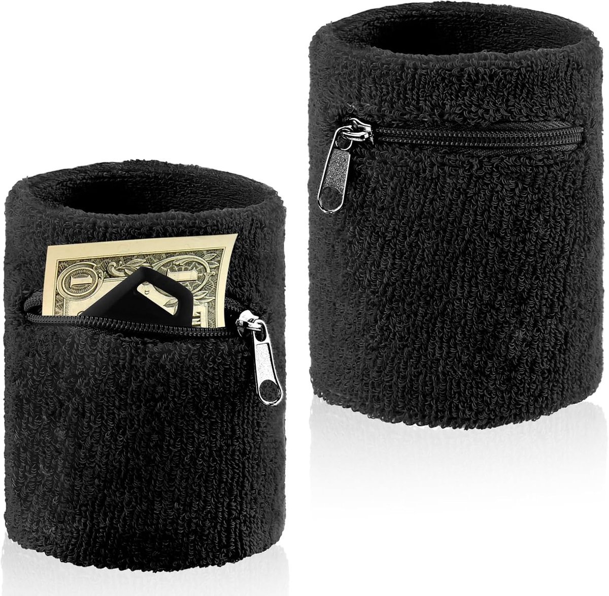 Polsbandje - Zweetbandje - Met rits - Wristband - Buitensporten - Sport accessoire - Zwart - 1 stuk - Jonyx