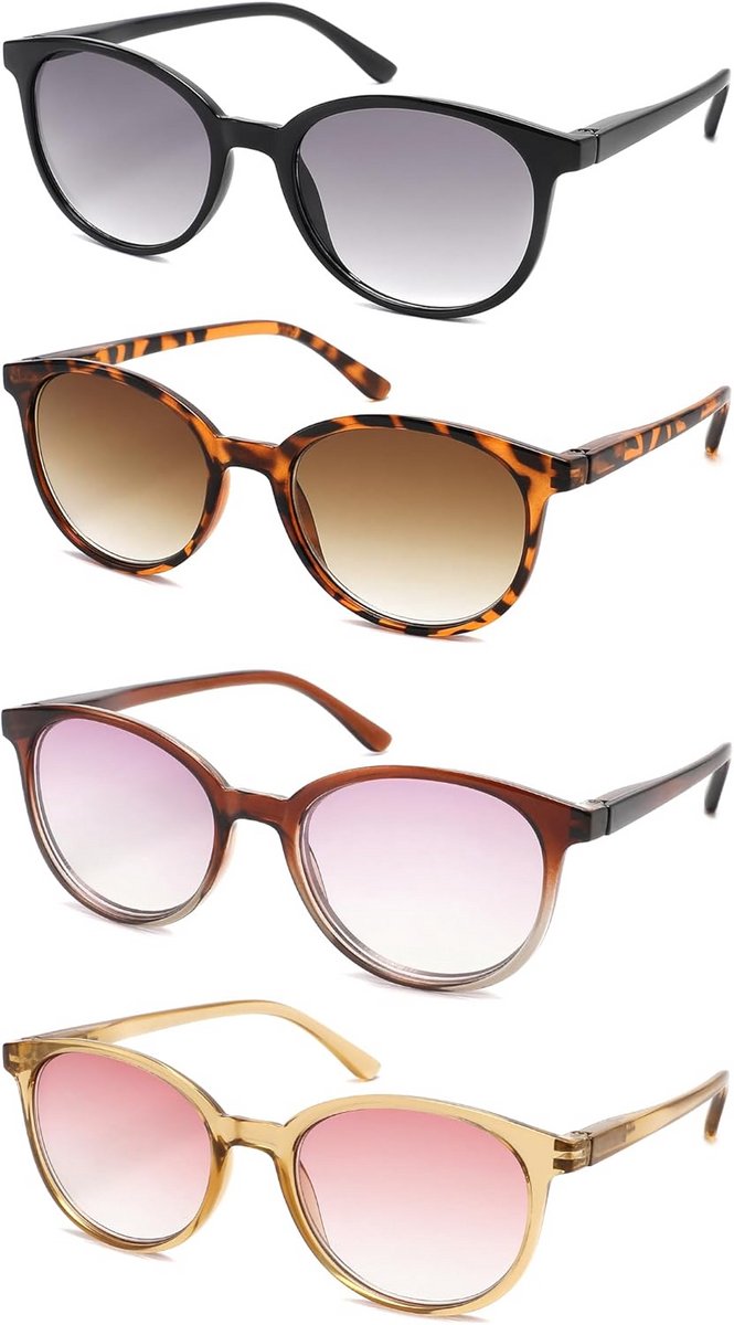 4-pack leesbrillen voor dames met etui