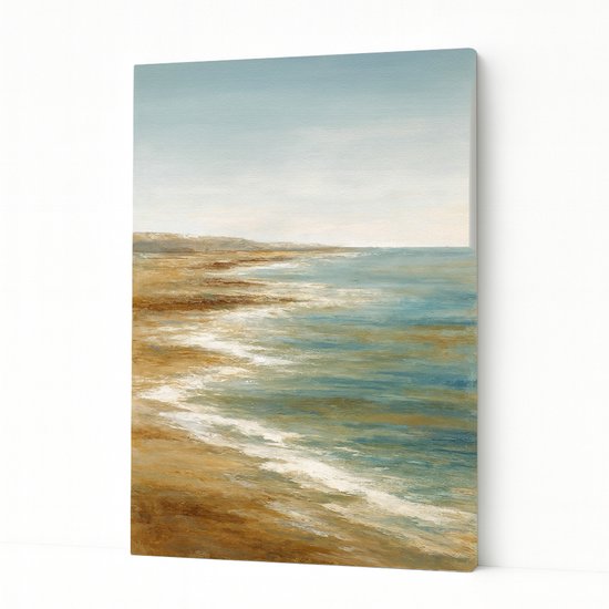Zachte kustlijn - Wandkunst - Kunstobject - Canvas schilderij - 100x150 cm