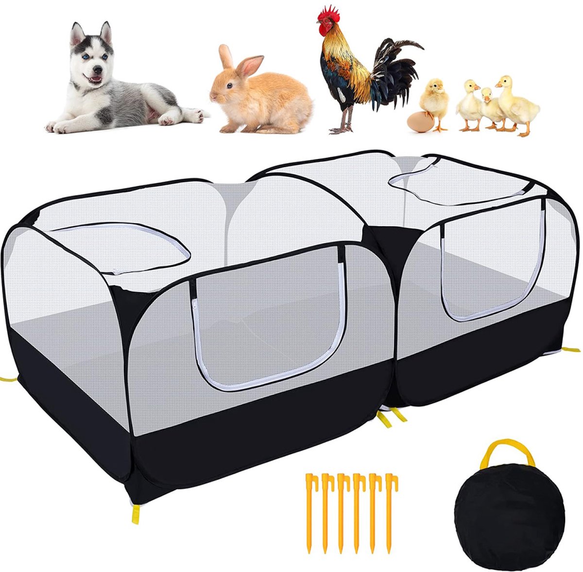Opvouwbare Puppyren - Hondenren - Met Draagtas - Opvouwbaar - 175x85x64 cm - Zwart