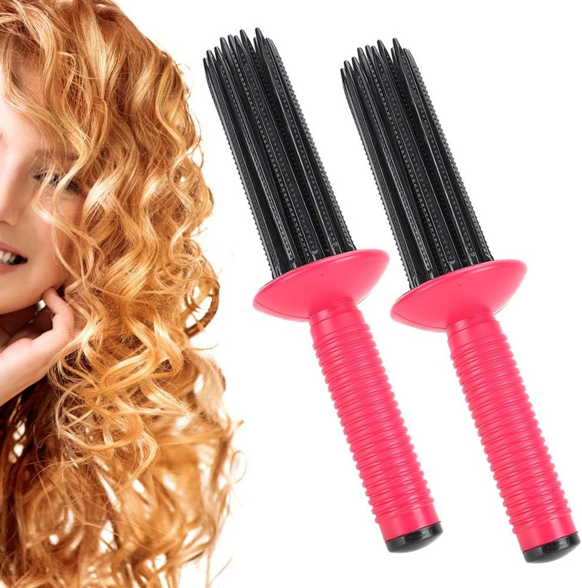 2 Stuks Pluizige Haarrollers voor Volume en Krullen met 17 Kamtanden