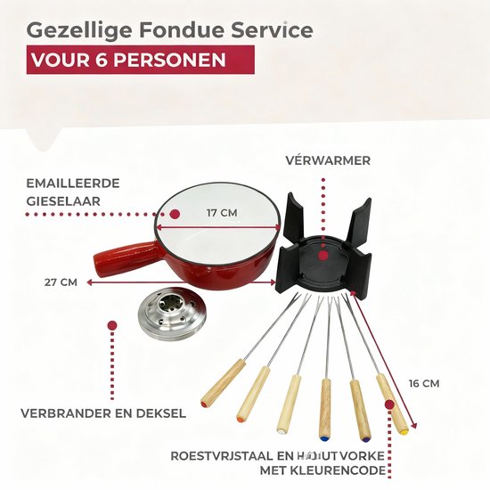 Set voor kaasfondue 2 personen geëmailleerd gietijzer Fackelmann — afbeelding 5