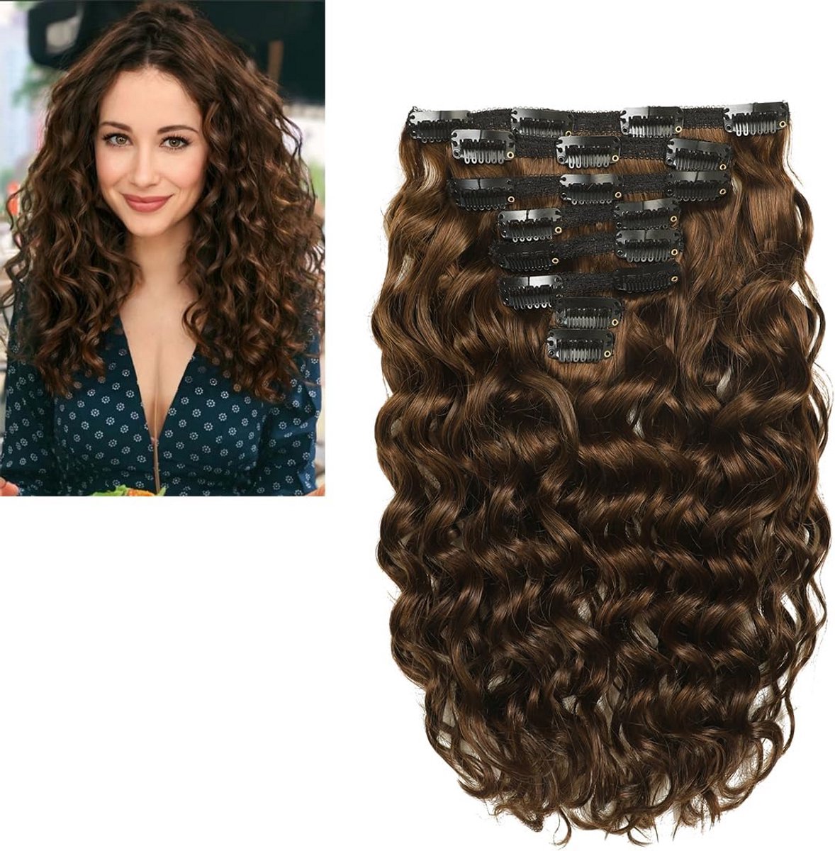 Golvende Clip-In Haarverlengingen van Echt Haar, 40 cm