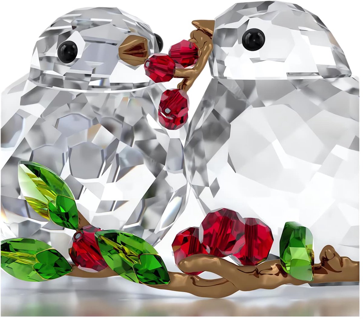 Swarovski Idyllia Vogelpaar en bessen 5701371 | Swarovski beeldjes decoratieobject | roos kristallen figuur met twee vogels en bessen