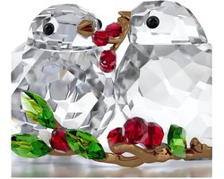 Swarovski Idyllia Vogelpaar en bessen 5701371 | Swarovski beeldjes decoratieobject | roos kristallen figuur met twee vogels en bessen