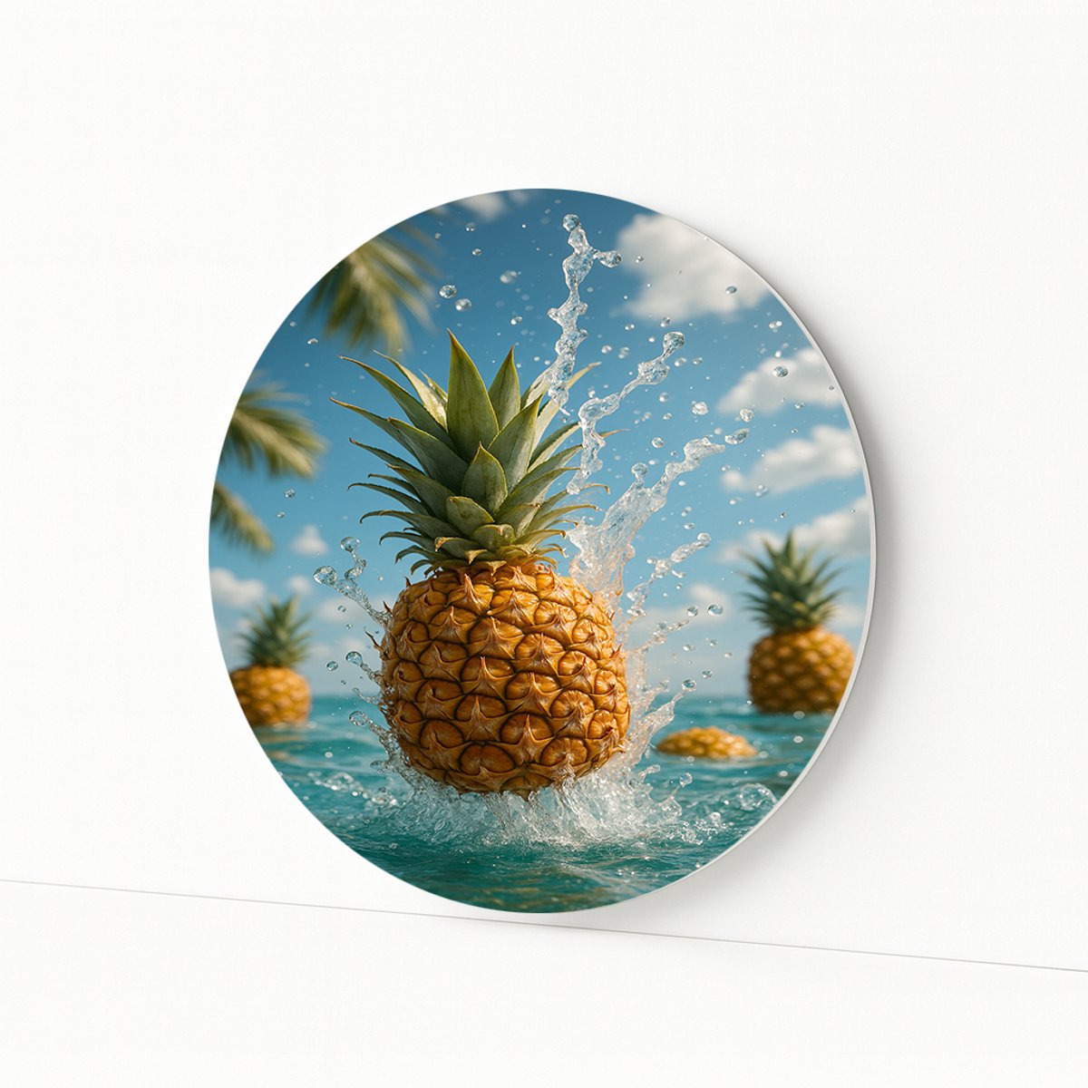 Ananas wandbord - Forex wanddecoratie - Wandcirkel - 40x40 cm