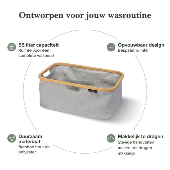 Jubbly® - Wasmand opvouwbaar - Wasbox - Heupwasmand - 45 Liter - Stof - Beige