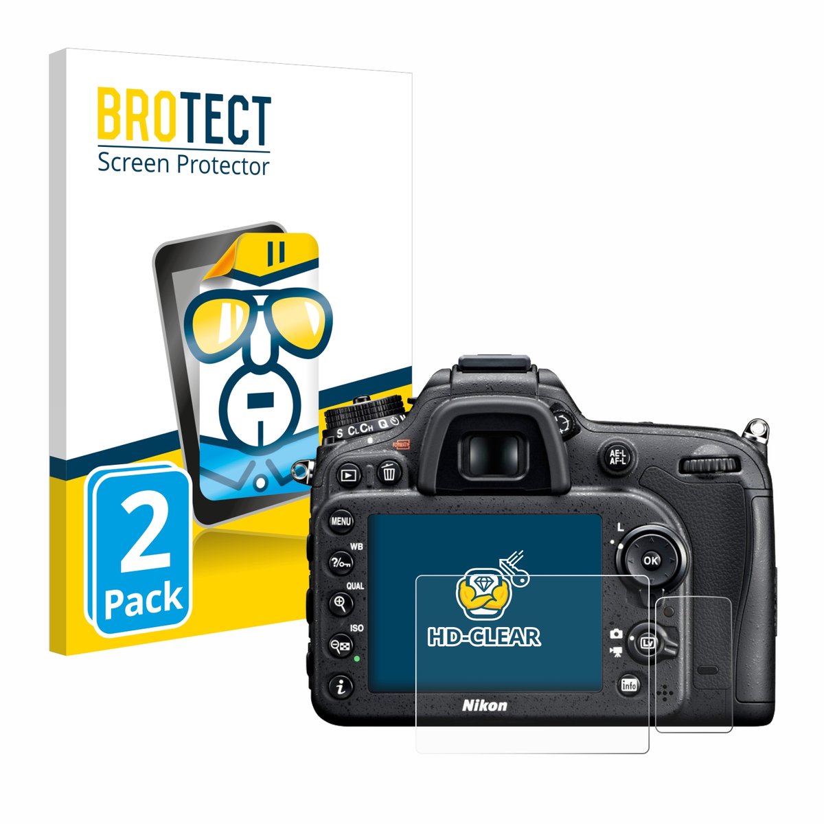 BROTECT - Screenprotector voor Nikon D7100 - Folie Beschermfolie transparant 2 Stuks