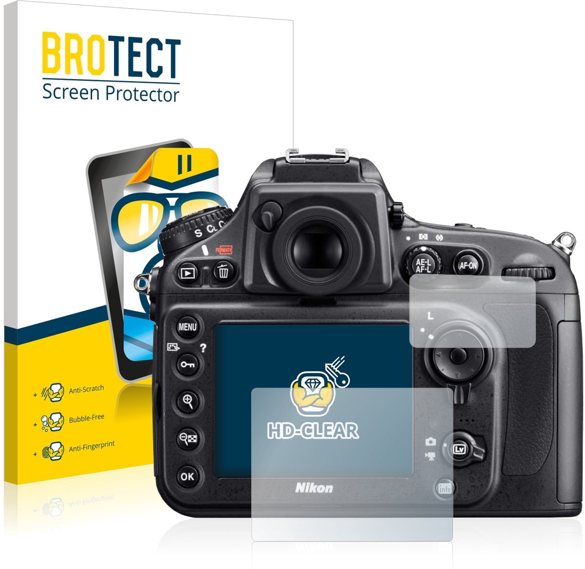 BROTECT - Screenprotector voor Nikon D800 - Folie Beschermfolie transparant 2 Stuks