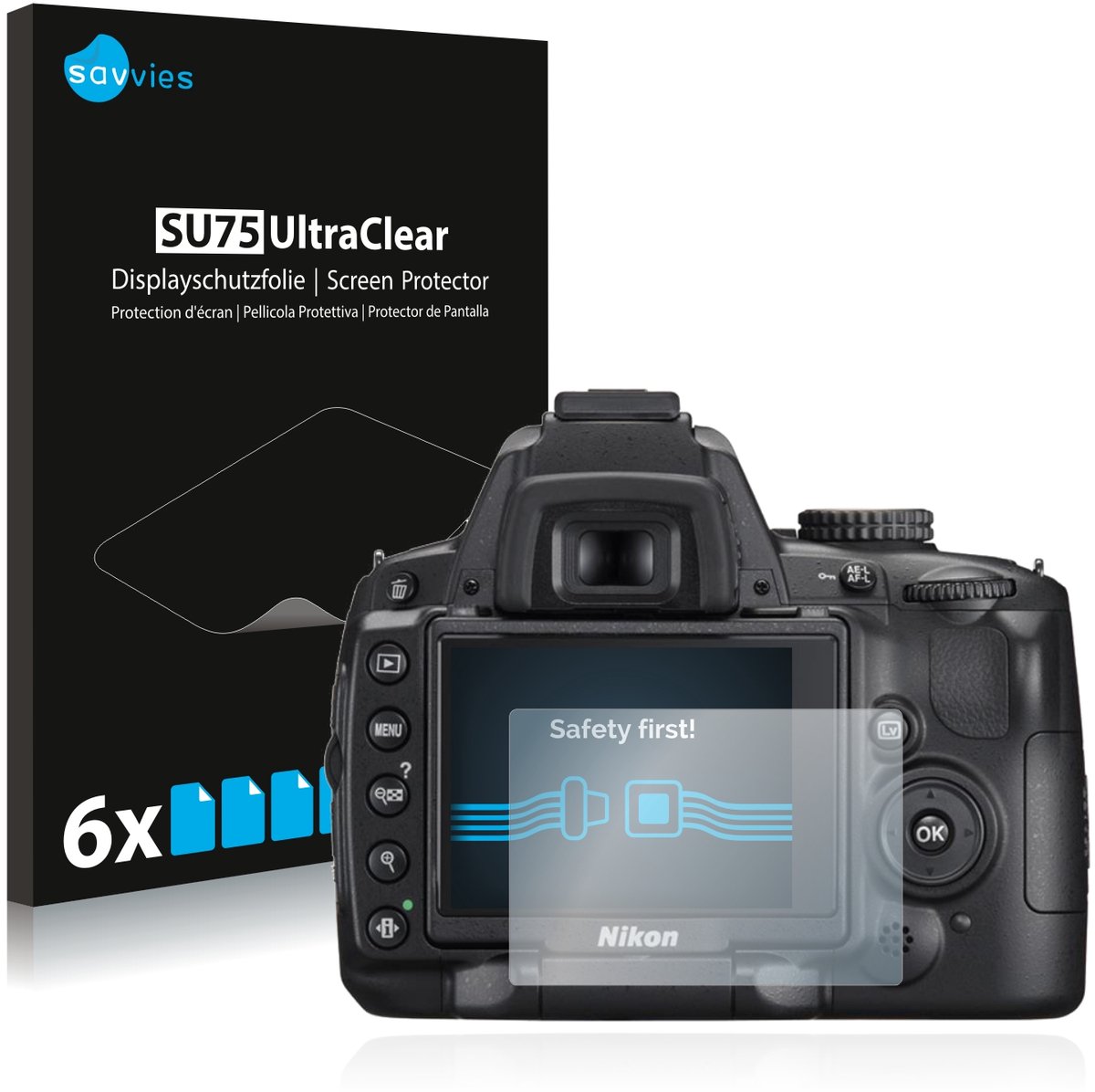 Savvies - Screenprotector voor Nikon D5000 - Folie Beschermfolie transparant 6 Stuks