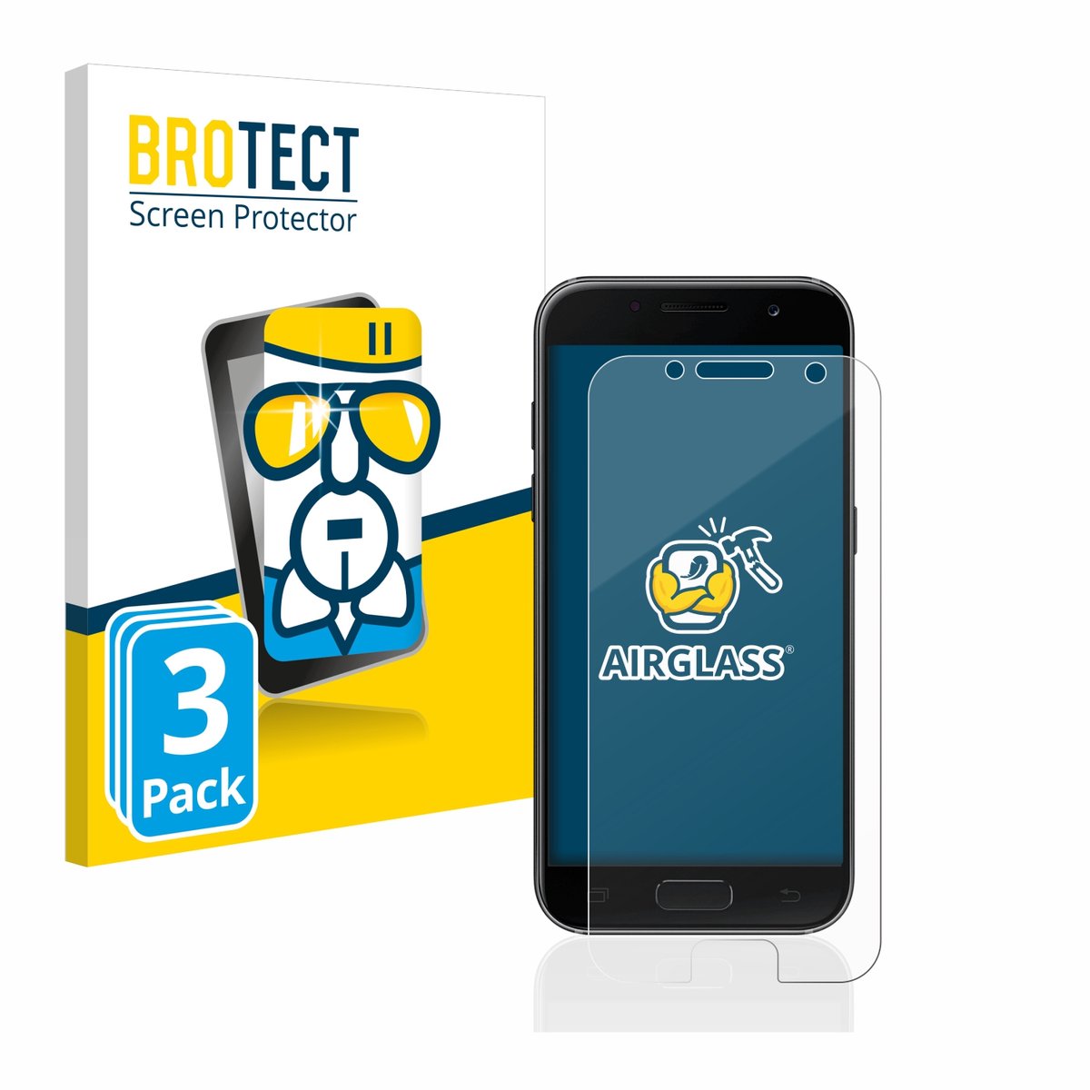 Screenprotector 3 Stuks voor Samsung Galaxy A3 2017 Beschermglas transparant
