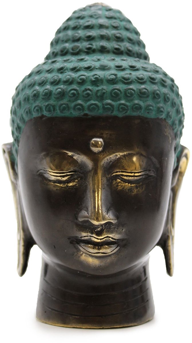 Ancient Wisdom - Decoratief beeld - Antiek messing Boeddha-hoofd - Fengshui ornament - Apen beeldje - Interieur decoratie - Spiritueel figuur