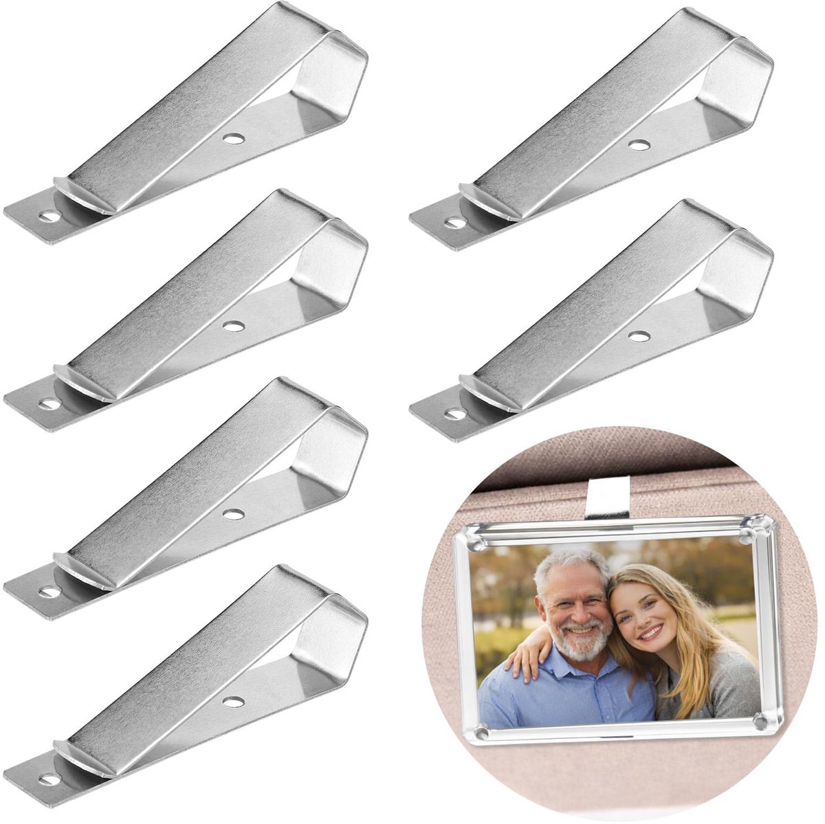 Zonneklepclips - Roestvrij Staal met Sterke Plaklaag - 6 Stuks