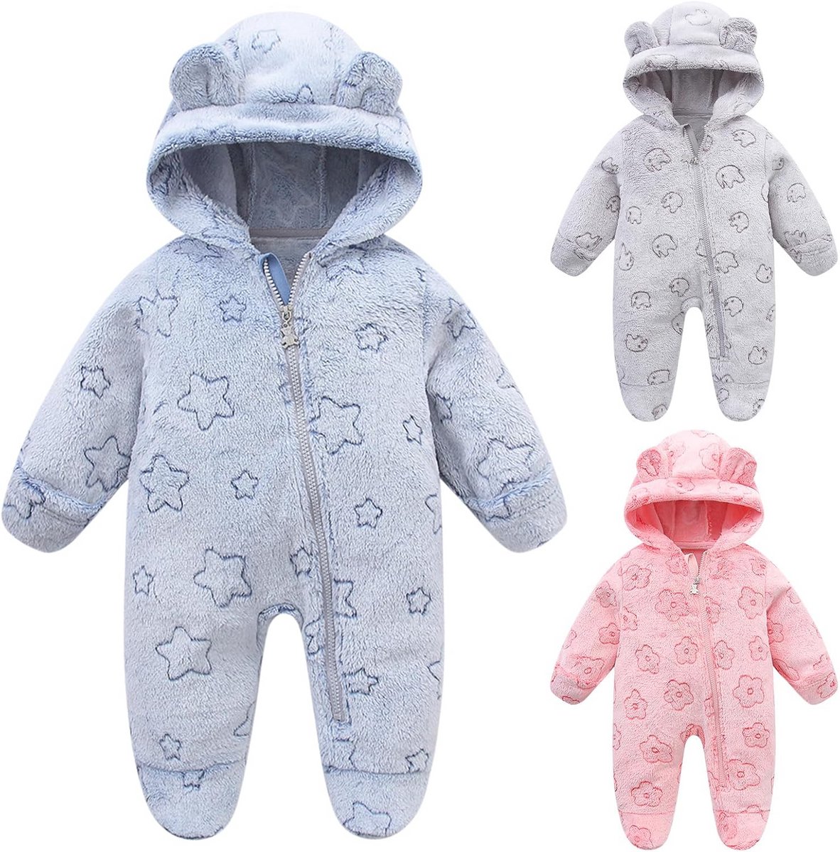 Fleece Snowsuit voor Baby's met Oortjes en Kap