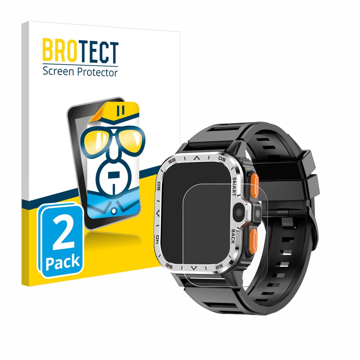 BROTECT - Screenprotector voor HS Smartwatch 2" - Folie Beschermfolie transparant 2 Stuks