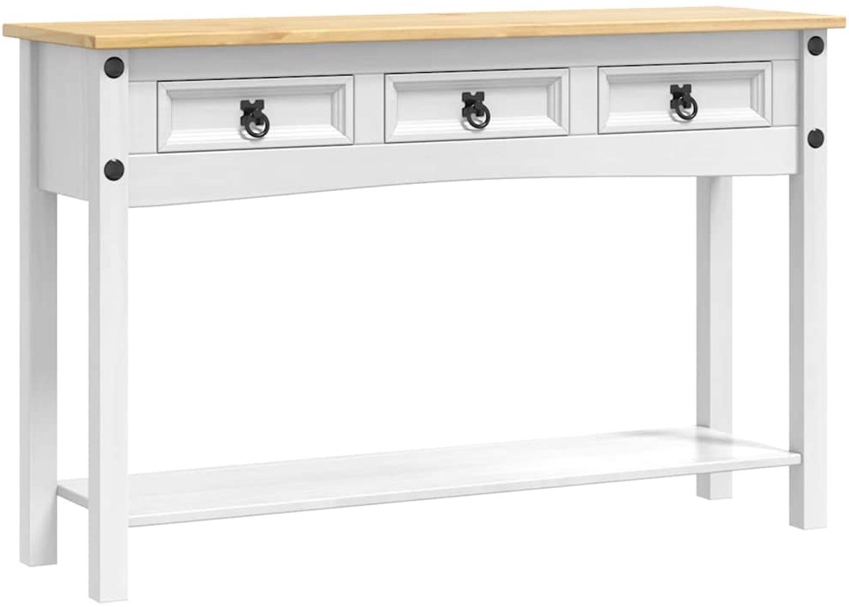 vidaXL Bijzettafel - Corona - Wit - 114 - x - 34,5 - x - 73 - cm - Massief - grenenhout
