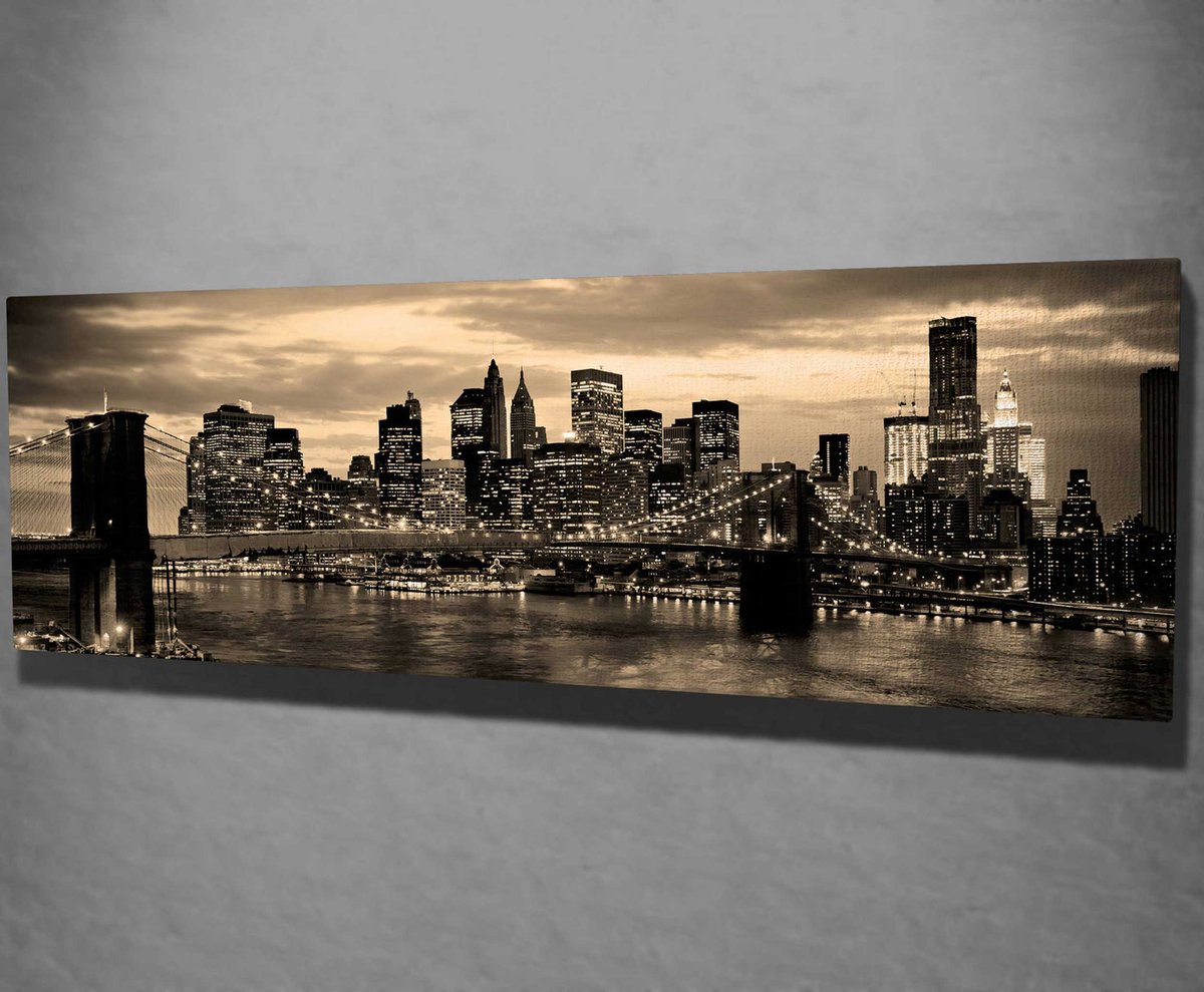 Majestic Decoratief canvas schilderij | Houten lijst | 30 x 80 cm - Emob - Canvas foto - Grijs - Stof