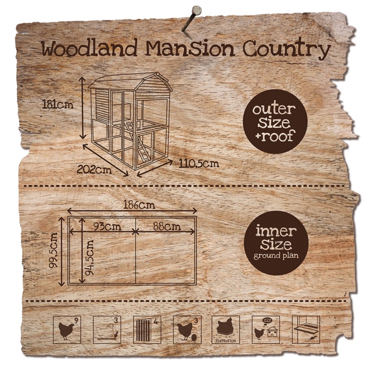 Woodland kippenhok mansion country 202x1105x181CM