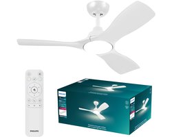 Philips Olas Ventilator met LED lamp - Diameter: 106cm - Instelbaar wit licht van 3000K tot 6500K - Dimbaar tot 5% - Inclusief afstandsbediening - 2650 Lumen - Wit