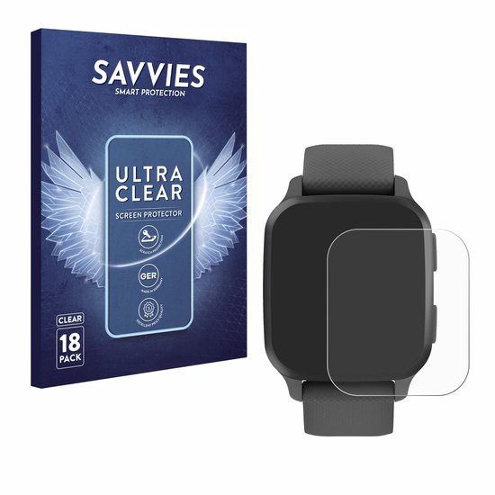 Savvies - Screenprotector voor Garmin Venu Sq 2 / Sq 2 Music - Folie Beschermfolie transparant 18 Stuks