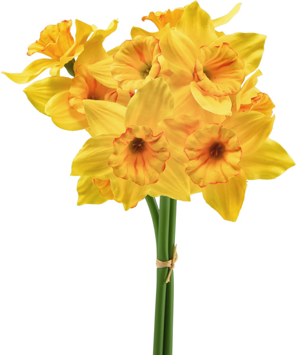 Viana Narcissen decoratie kunstbloemen gele narcissen 38cm 3 st geel