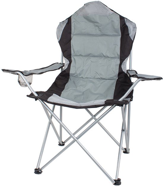 XL Opvouwbare Vissersstoel - Campingstoel, Tuinstoel & Vistoel met Armsteun, Opbergvak en Draagtas - Comfortabel & Stevig - Grijs/Zwart - 18003 van Merkloos — afbeelding 3