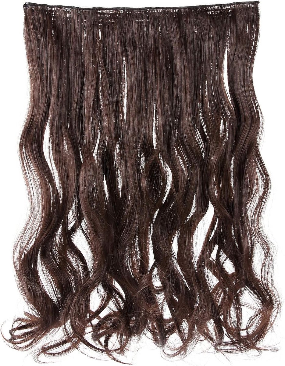 Volume Gegolfd Clip-in Extensions Haarextensie 45 cm Lang – Natuurlijk Donkerbruin