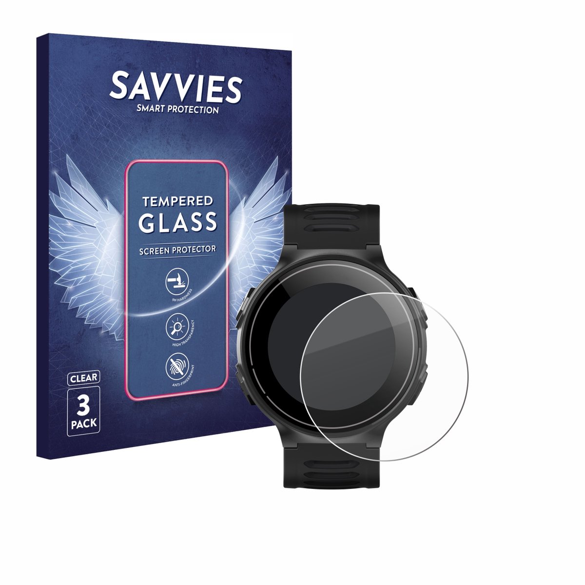 Savvies - Glas Screenprotector voor Kiprun GPS 500 Coros - Gehard Beschermglas 9H 3 Stuks