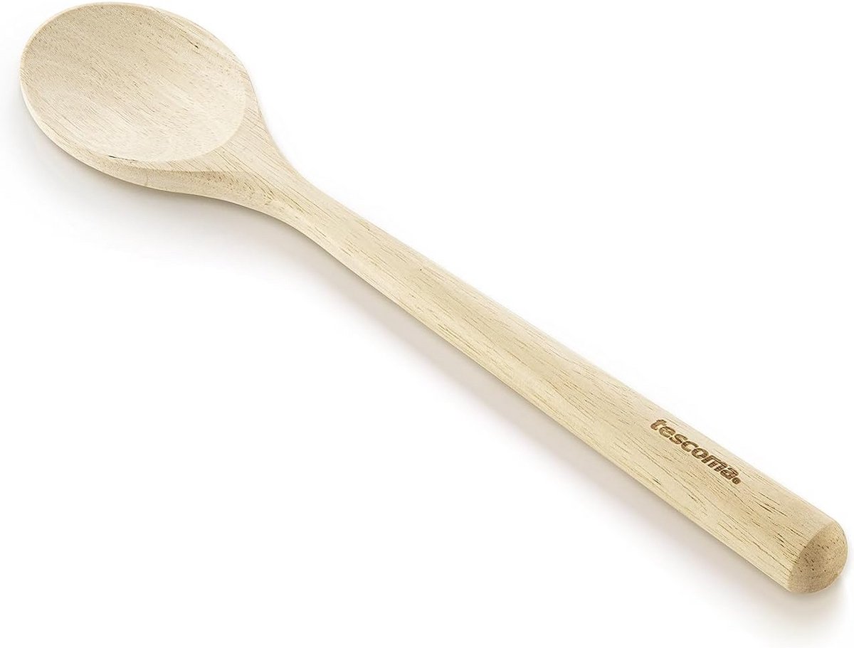 Ovale houten lepel 30 cm voor koken en anti-aanbakpan