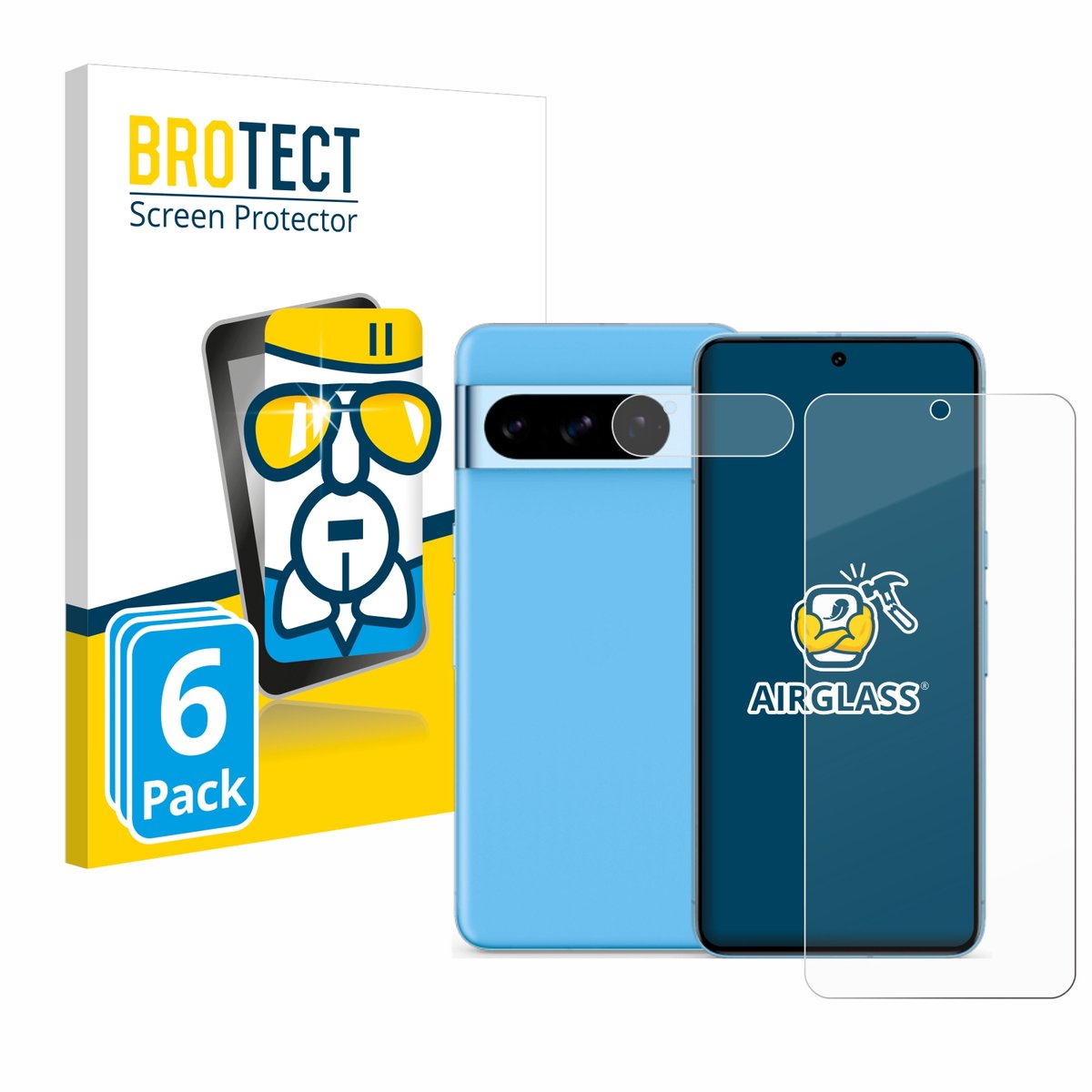 Screenprotector 6 Stuks voor Google Pixel 8 Pro (Voor+Camera) Beschermglas transparant