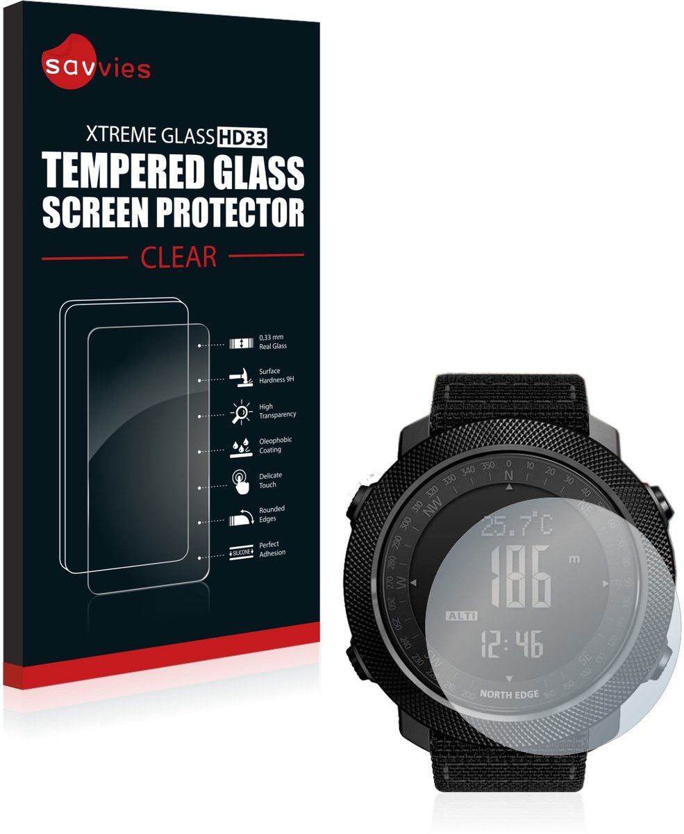 Savvies - Glas Screenprotector voor Explopur North Edge Apache - Gehard Beschermglas 9H