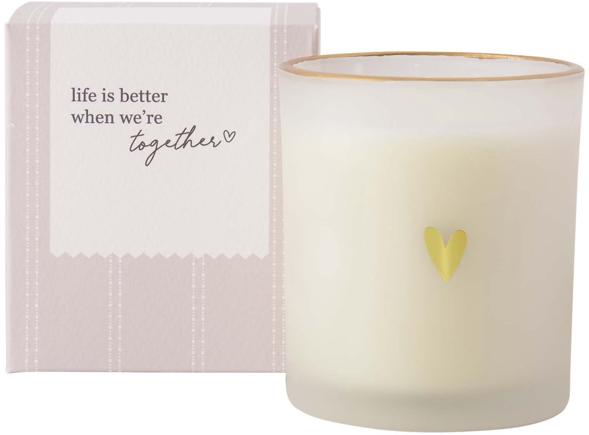 Zusss Geurkaars Glas In Doosje Life Is Better - Wit / Goud / Zand - Ø8x9cm