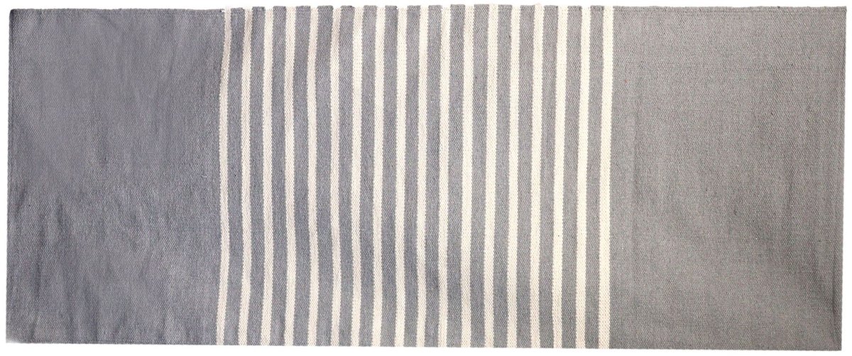 Ancient Wisdom - Vloerkleed - Indiaas katoenen vloerkleed 70x170cm - grijs - tapijt - vloe