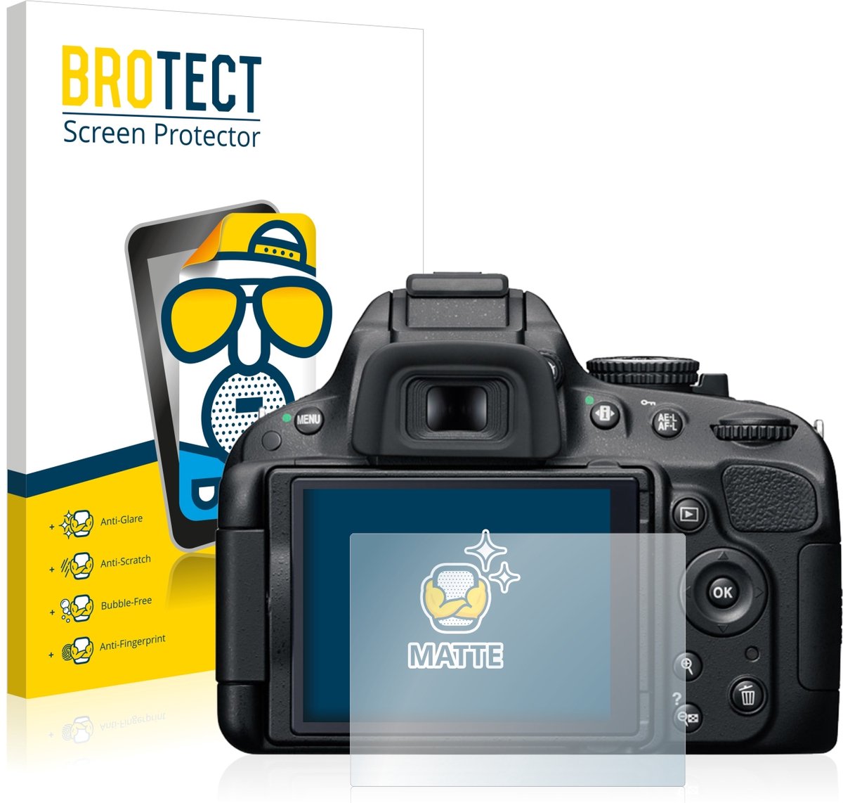 BROTECT - Screenprotector voor Nikon D5100 - Folie Beschermfolie matte 2 Stuks