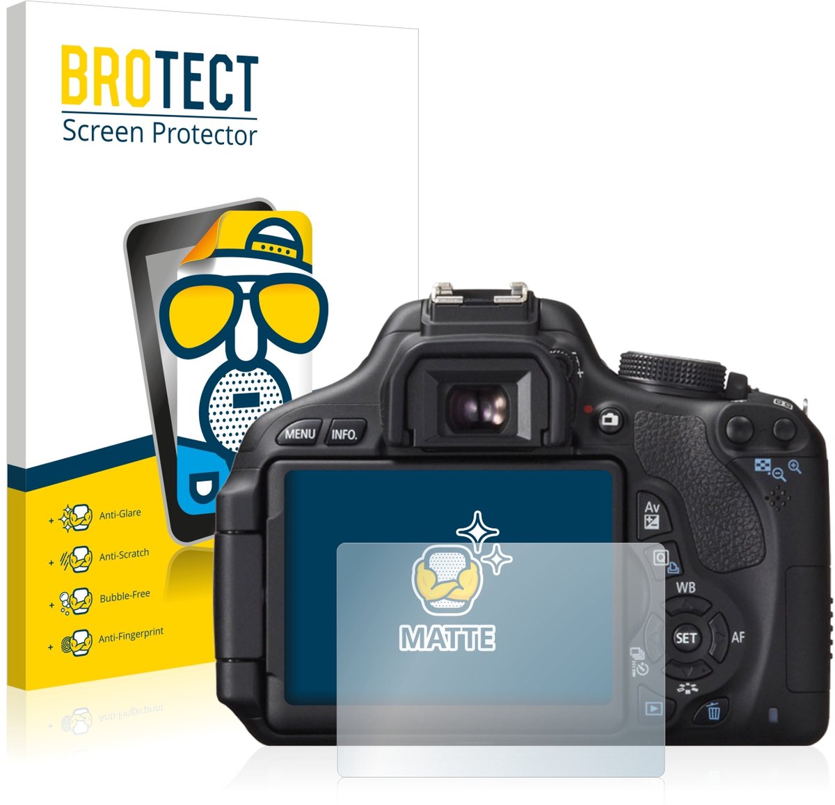 BROTECT - Screenprotector voor Canon EOS 600D - Folie Beschermfolie matte 2 Stuks