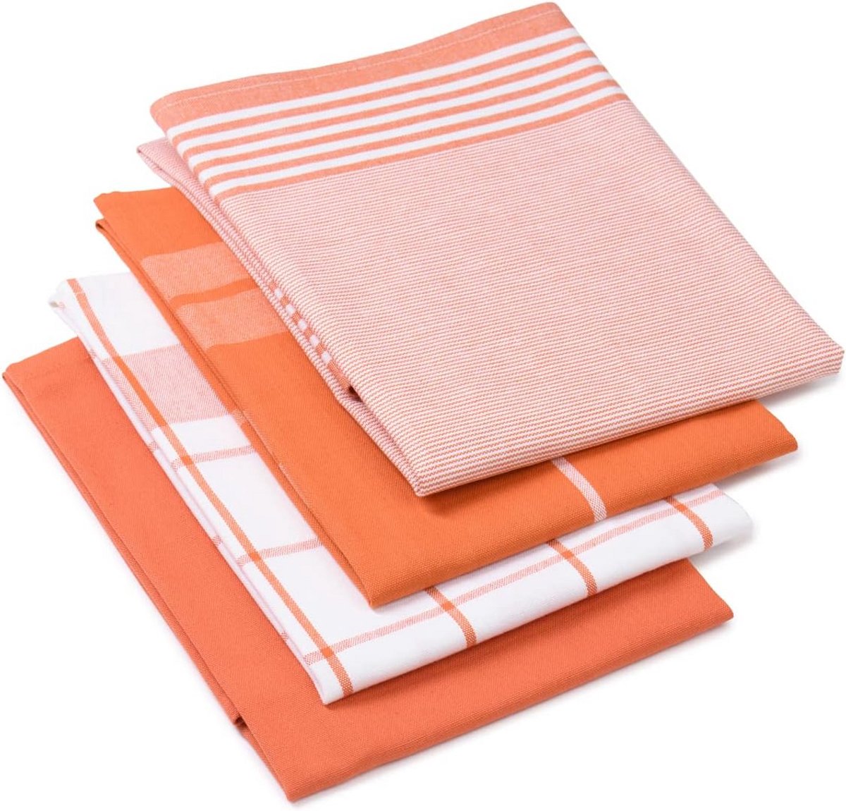 Set van 4 Katoenen Theedoeken Terra 50x70 cm - Zeer Absorberend