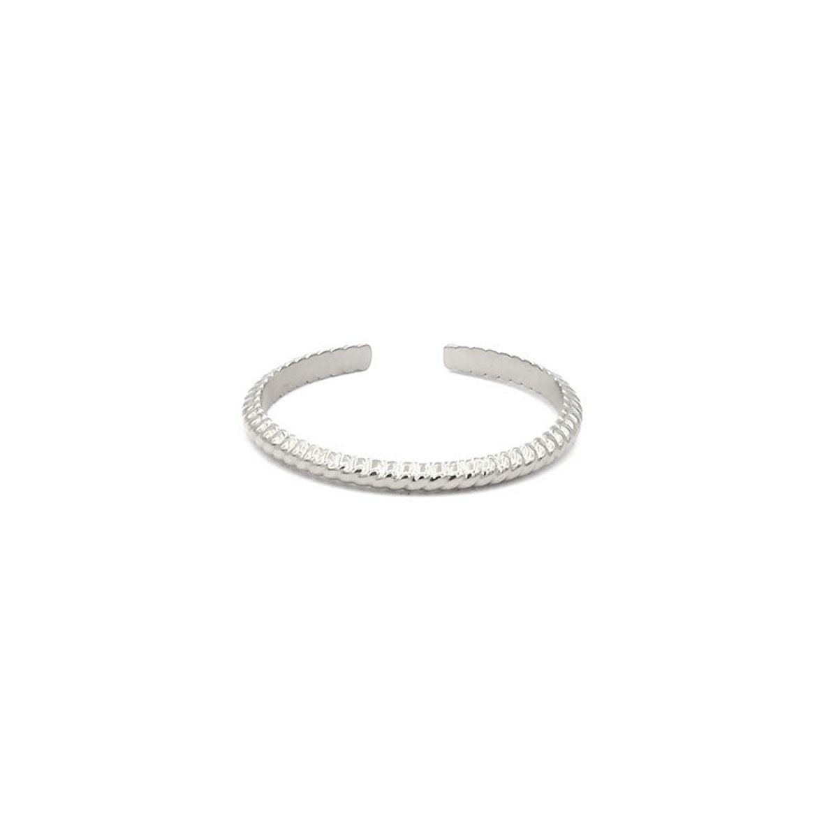 Mint15 Verstelbare ring gevlochten 'Braided' - Zilverkleur RVS/Stainless Steel