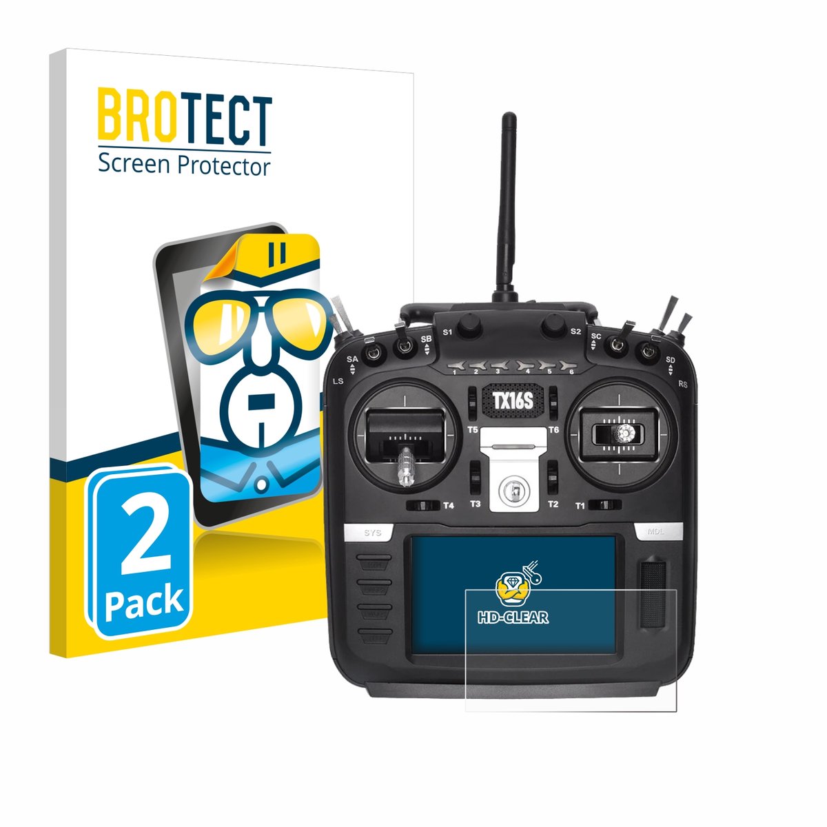 BROTECT - Screenprotector voor Radiomaster TX16S - Folie Beschermfolie transparant 2 Stuks