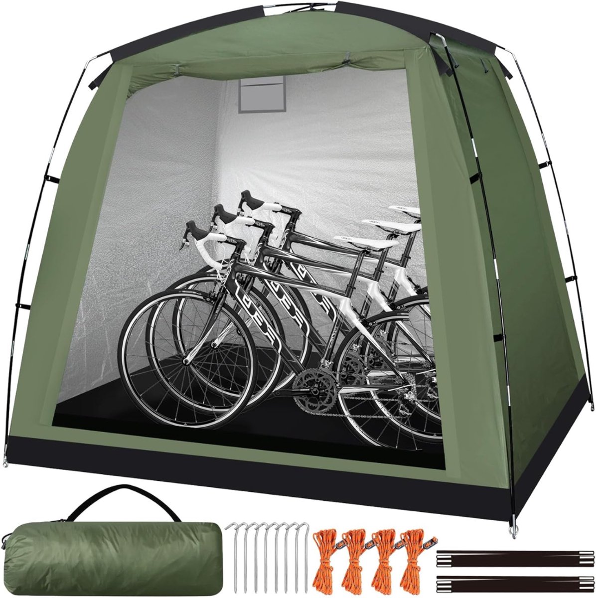 GTB® Fietsenberging - Fietsenstalling - Fietsenhok - Legergroen - 220cm x 150cm x 175cm