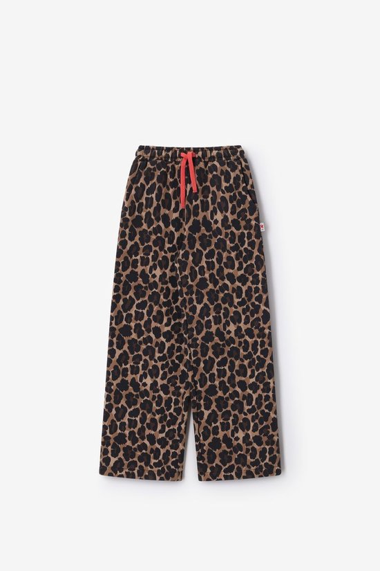 Bruine Wide Leg Sweatpants Met Leopard Print