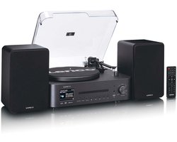 Lenco Platenspeler - MC-760BK HiFi-set met DAB+ FM en Internetradio – CD en Bluetooth - 2x 30W Speakers - Zwart