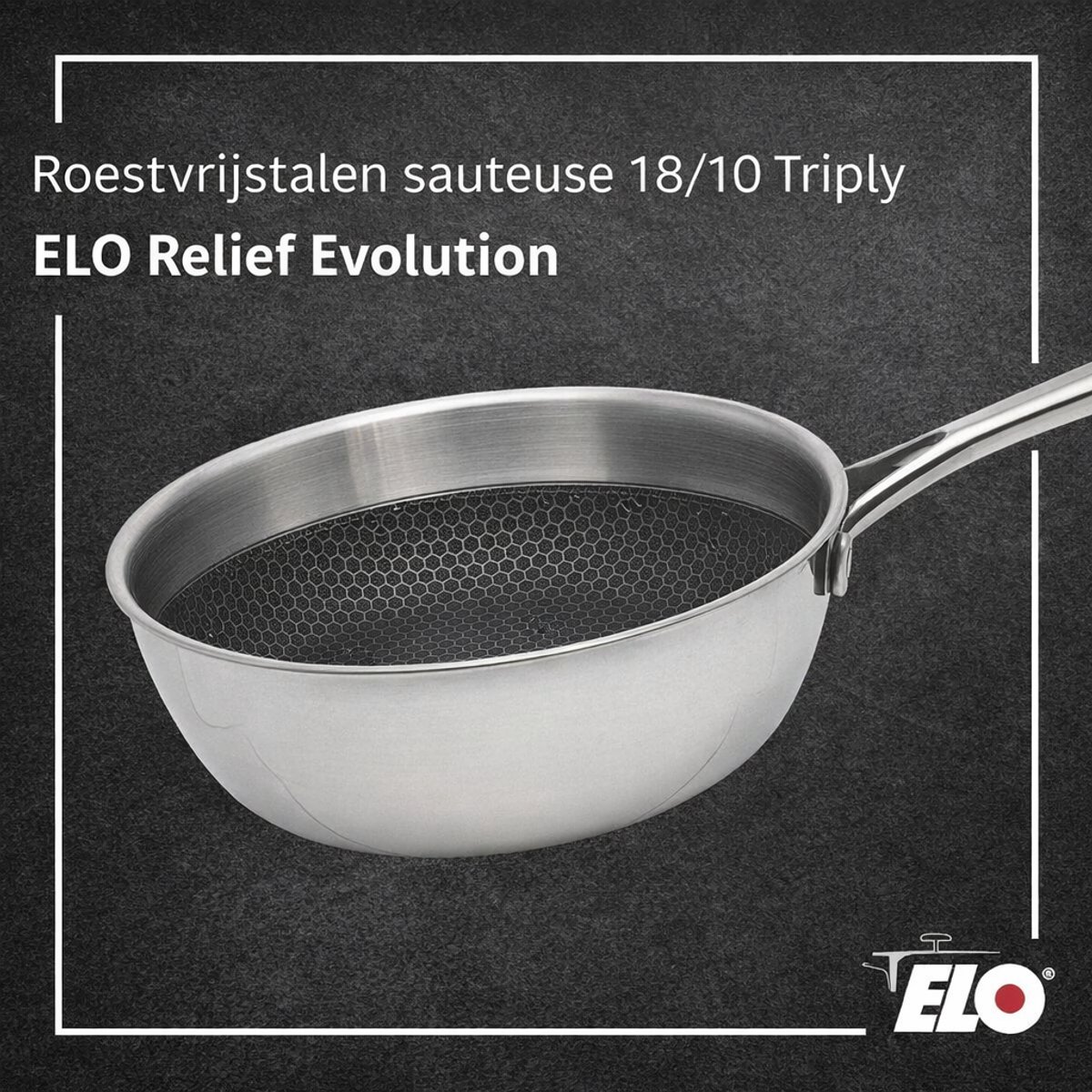 Sauteerpan 24 cm van 18/10 roestvrij staal Elo Relief Evolution