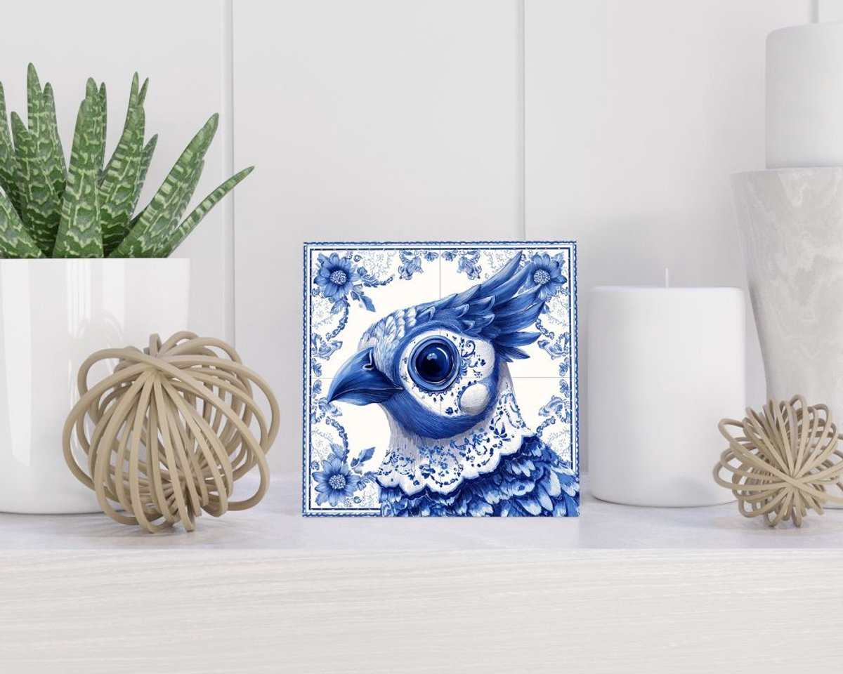 Tegel 15x15 cm met Delfts blauw cadeau decoratie | tegeltjes met tekst | tegeltjes met spreuken | collega | oma | opa | pensioen | mama | papa | vriend