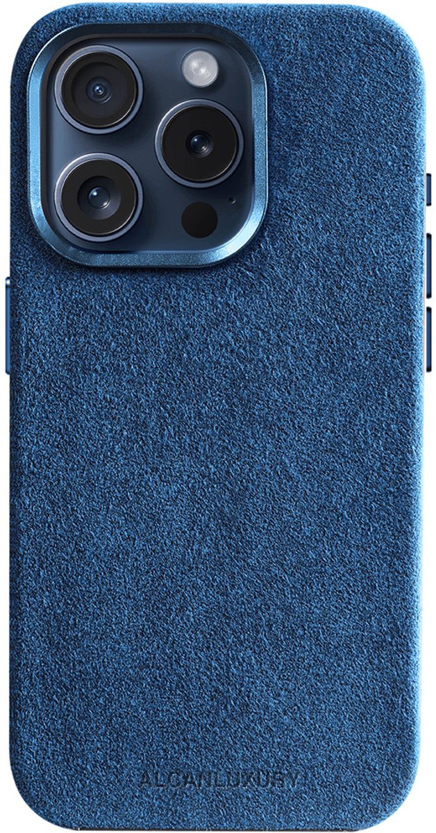 Alcanluxury Alcantara telefoonhoesje geschikt voor Apple iPhone 15 Pro Max - Ocean Blue